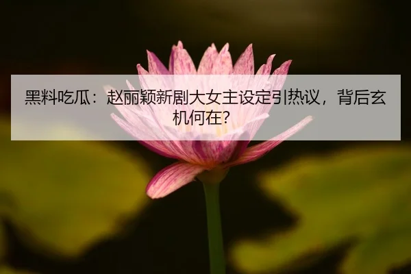 黑料吃瓜：赵丽颖新剧大女主设定引热议，背后玄机何在？